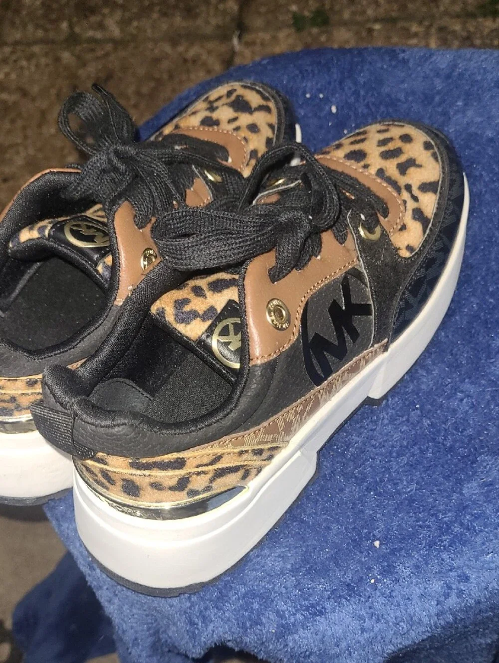 Michael Kors Kids Leopard Print Platform Sneakers - Black, Brown  Girls Size 2